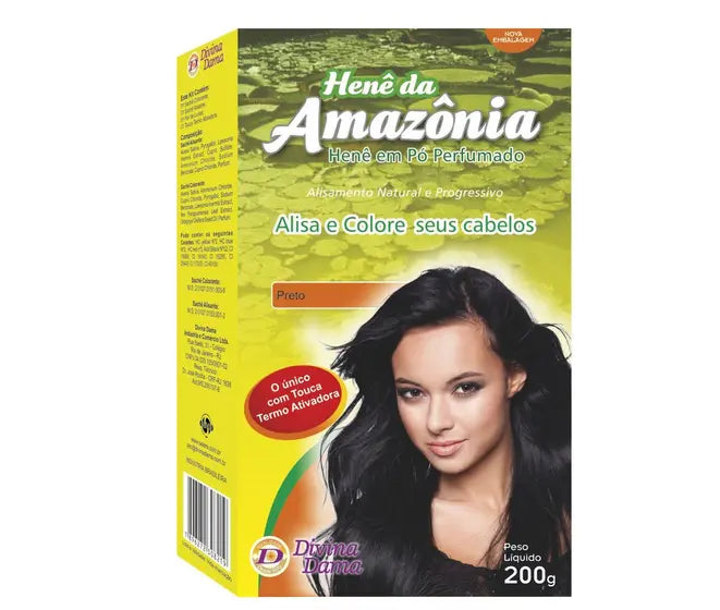 Divina Dama Brazilian Keratin Perfumed Black Henê Powder Straightening Dyeing Henna 200g - Divina Dama