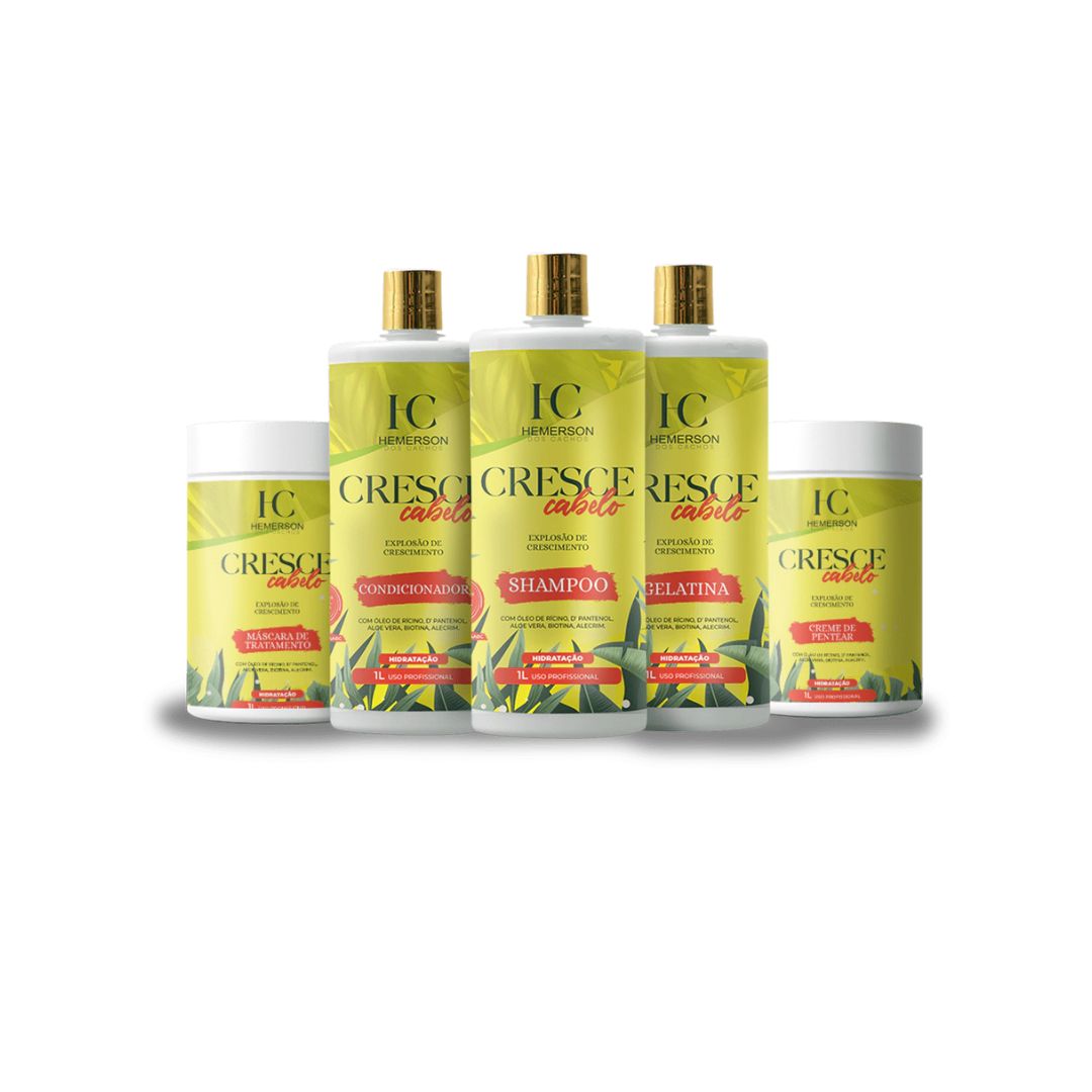 HEMERSON DOS CACHOS Hemerson dos Cachos Cresce Cabelo Curly Hair Growth Treatment Kit 5x1l (5x 35 fl oz)