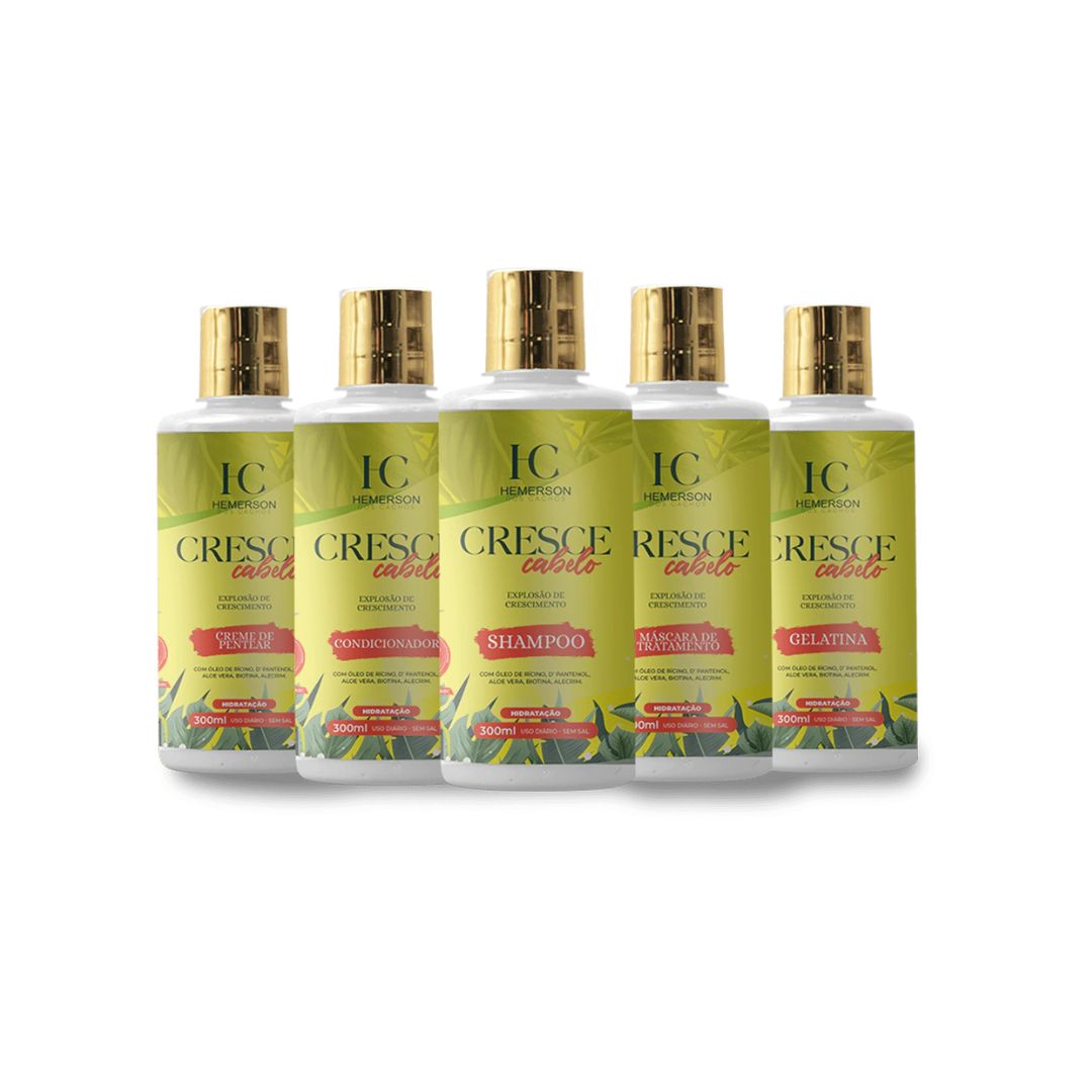 HEMERSON DOS CACHOS Hemerson dos Cachos Cresce Cabelo Curly Hair Growth Treatment Kit 5x300ml (16.9 fl oz each)
