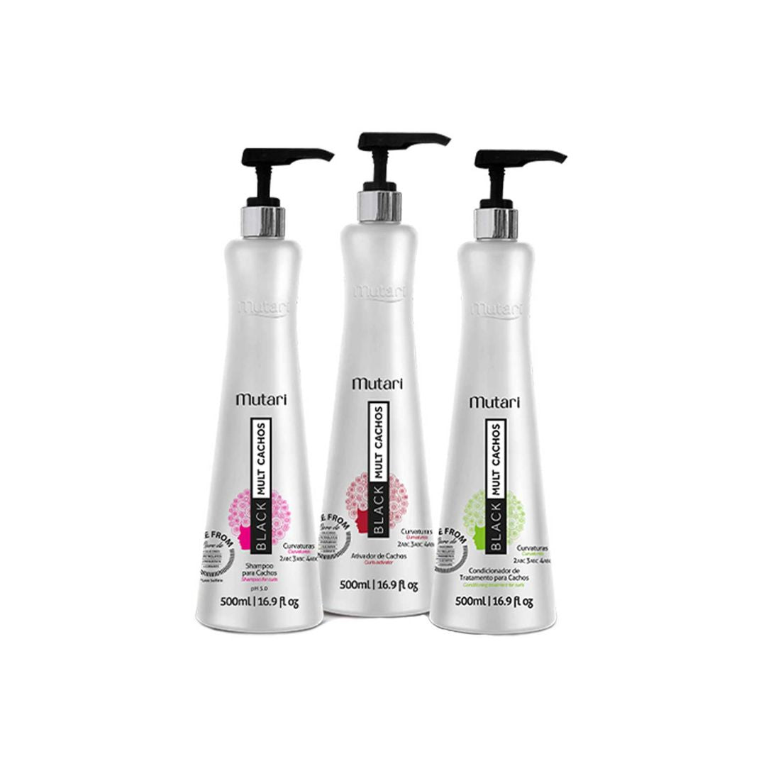 Mutari Curly Hair Mutari Black Mult Cachos Curly Hair Treatment Kit 3x 500ml / 3x 16.9 fl oz