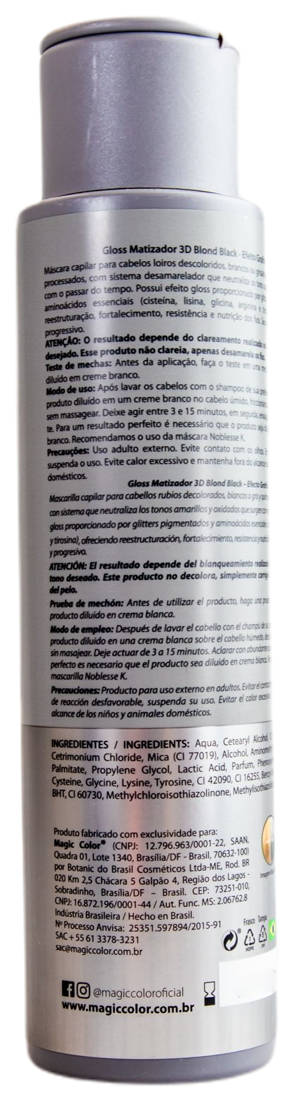 Magic Color Brazilian Keratin Treatment 3D Blond Black Treatment Tinting Gloss Mask Graphite Effect 500ml - Magic Color