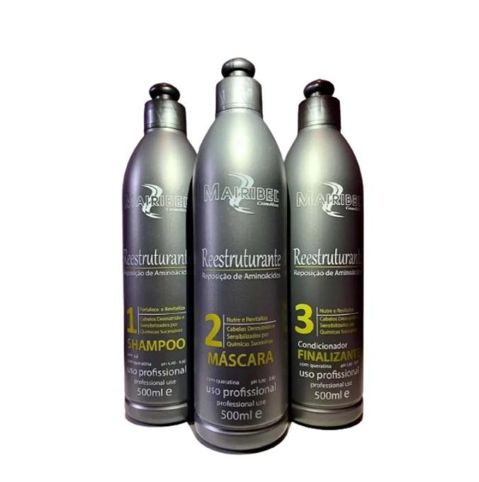 Mairibel Brazilian Keratin Treatment Amino Acids Replenisher Revitalizing Restructuring Hair Kit 3x500ml - Mairibel