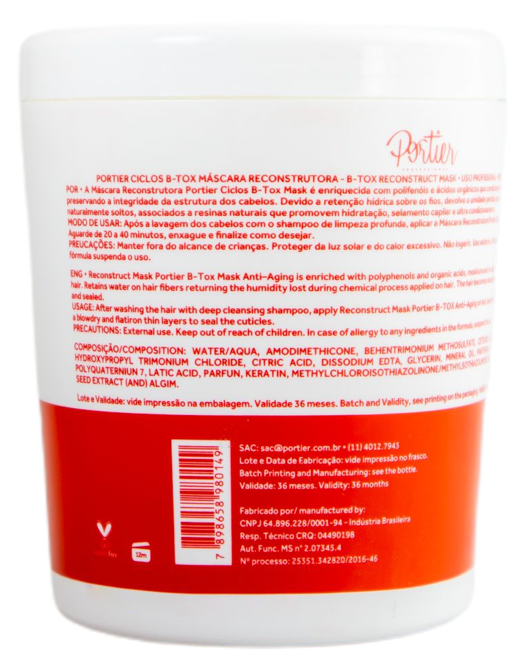 Portier Brazilian Hair Treatment Portier Ciclos B-Tox Mask Volume Control - Portier