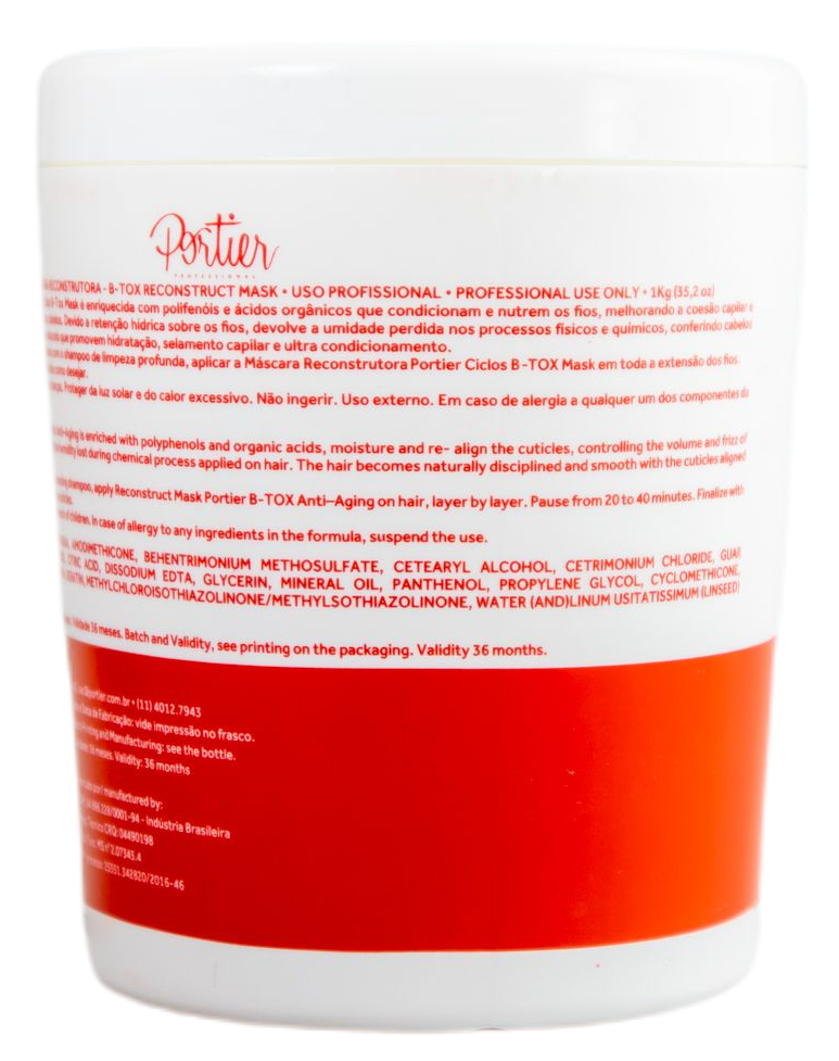 Portier Brazilian Hair Treatment Portier Ciclos B-Tox Mask Volume Control - Portier