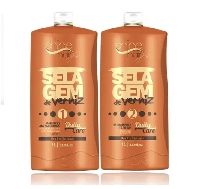 Shine Hair Brazilian Keratin Treatment Varnish Bath Sealing Damaged Hair Daily Care Treatment Kit 2x1L - Shine Hair