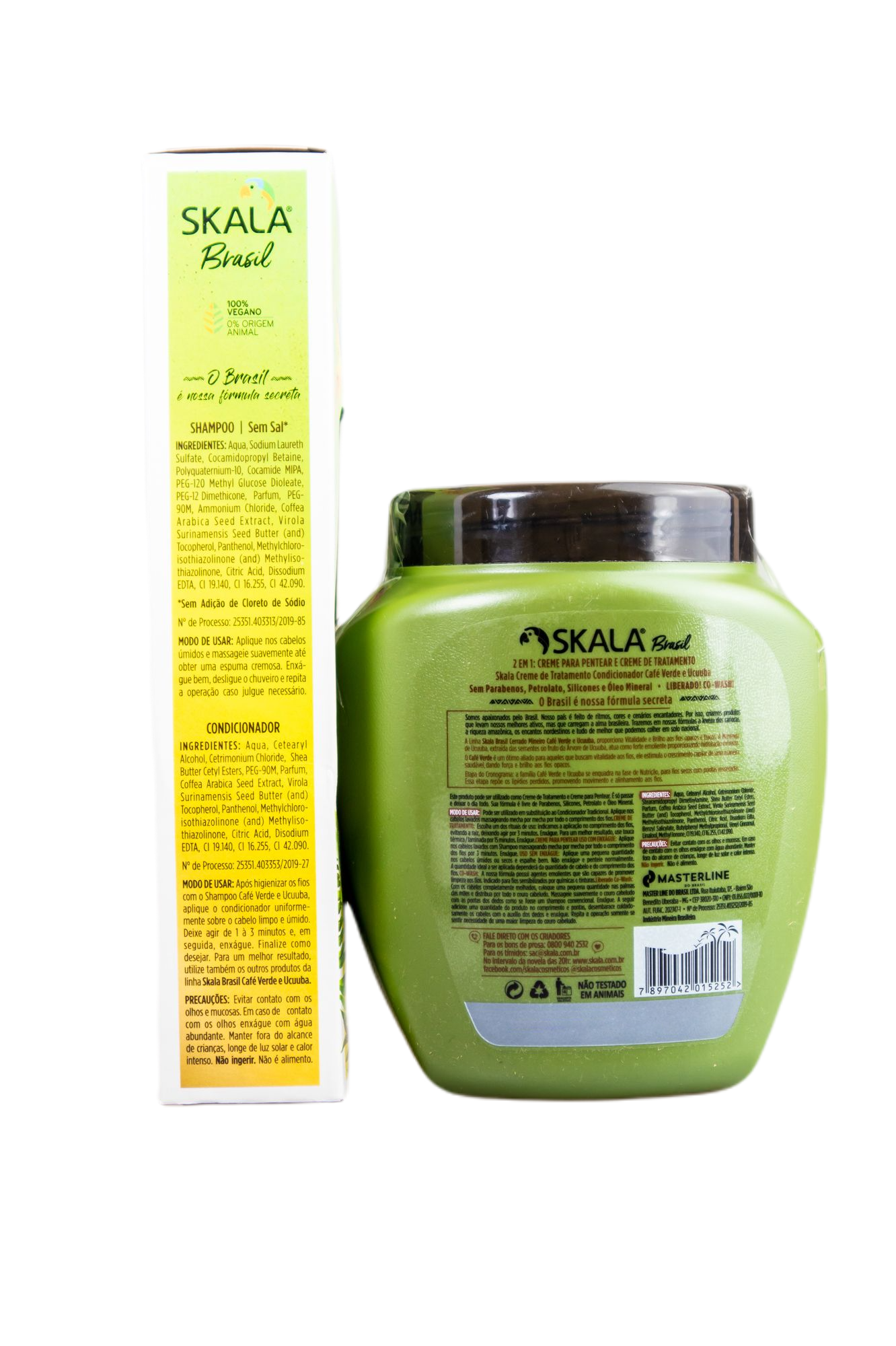 Skala Brazilian Keratin Treatment Skala Brasil Cafe Verde Green Coffee & Ucuuba Nutrition Vegan Treatment Kit 3 Products - Skala