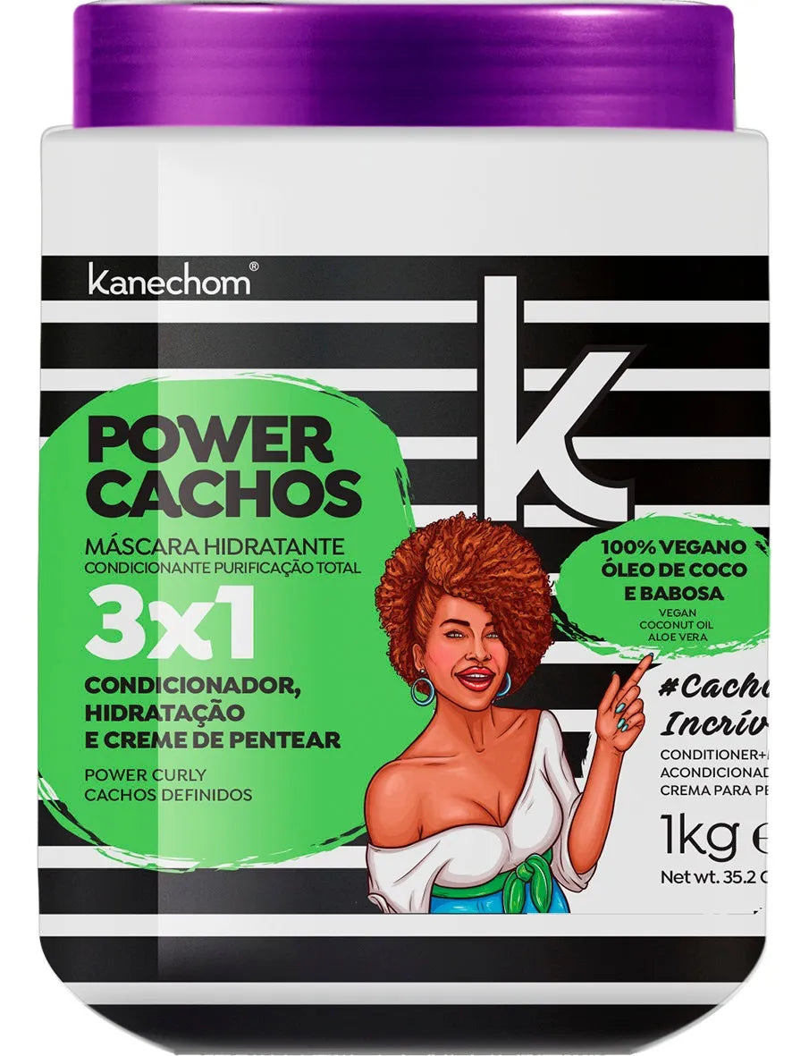 Vegan Power Cachos 3 in 1 Conditioner Combing Curly Hydration 1Kg - Kanechom