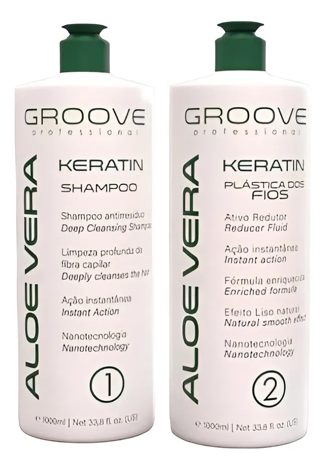 Keratin Babosa Aloe Vera Progressive Brush Smoothing Treatment Kit 2x1L - Groove