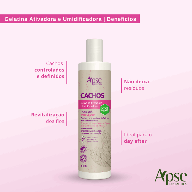 Apse Cosmetics Activators Apse Cosmetics - Activating and Moisturizing Gelatin for Curls 10.14 fl oz - Conditioning Action