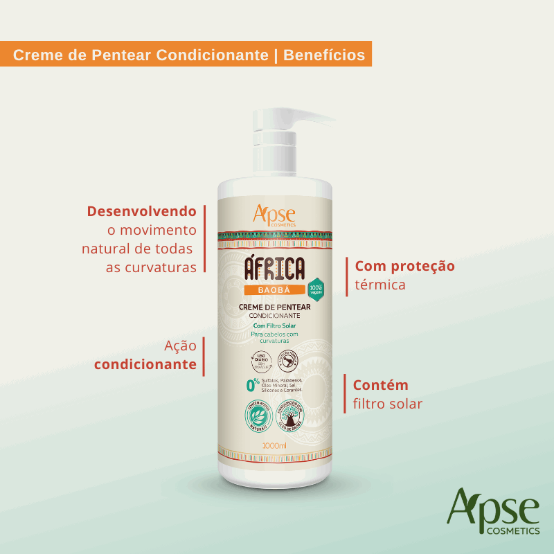 Apse Cosmetics Combing Cream Apse Cosmetics - Africa Baobab Leave-In Cream 33.8 fl oz - Conditioning Action