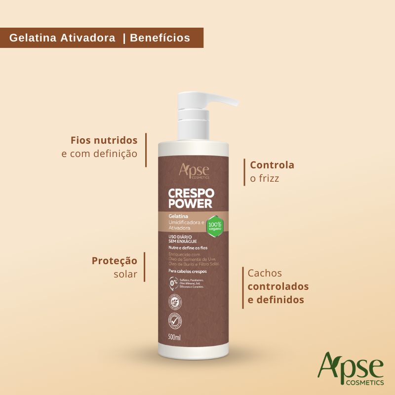 Apse Cosmetics Mousses Apse Cosmetics - Kitão Curly Power - Cleansing + Finishing (Shampoo, Co Wash, Conditioner, Cream, Gelatin, and Mousse) - 6 items