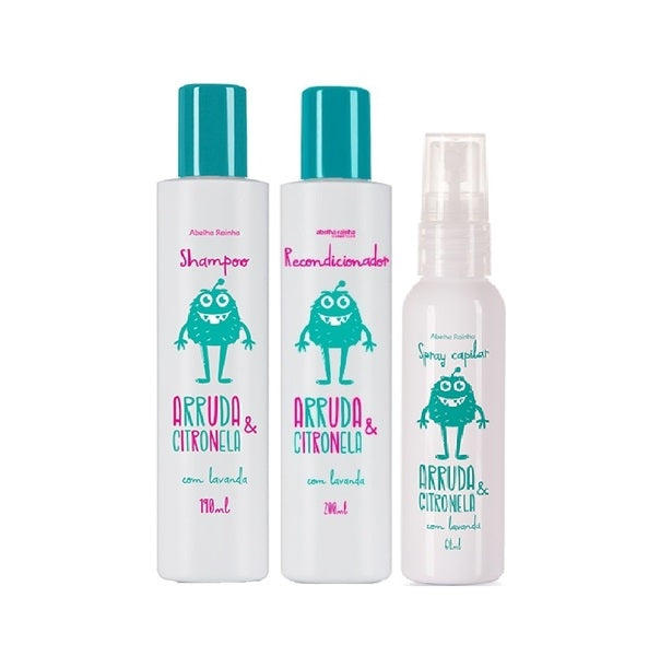 Abelha Rainha Hair Care Kits Rue Citronella Lavender Arruda Lavanda Citronela Hair Kit 3 Itens - Abelha Rainha