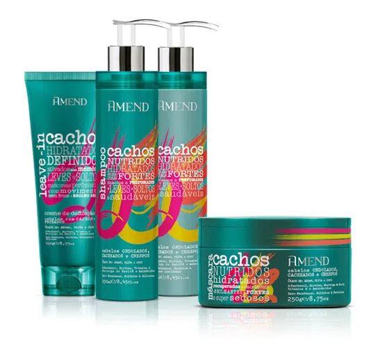 Amend Brazilian Keratin Treatment D-Panthenol Biotin Vitamin E Shea Amino Acids Oil Mix Curls Kit 4x250 - Amend