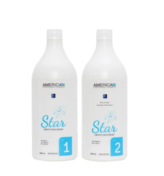 American Desire Hair Straighteners Star Smooth Treatment Volume Reducer Hair Anti Frizz Kit 2x1L - American Desire