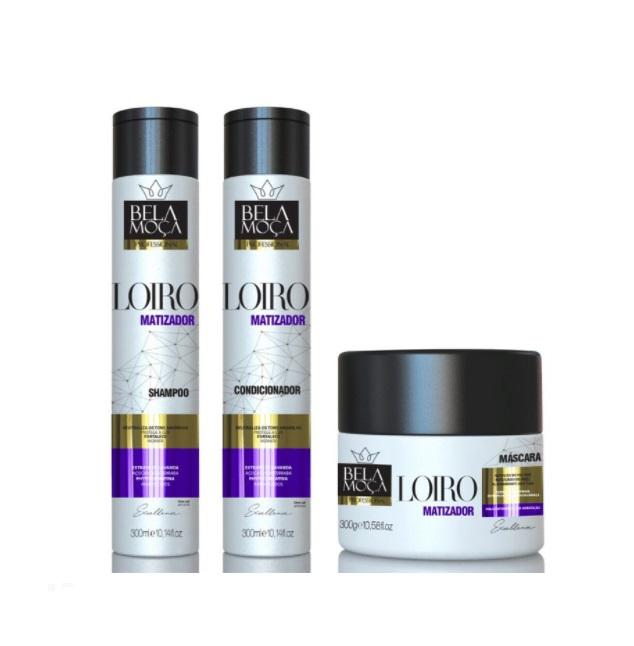 Bela Moça Home Care Loiro Maintenance Home Care Blond Hair Tinting Treatment Kit 3x300 - Bela Moça