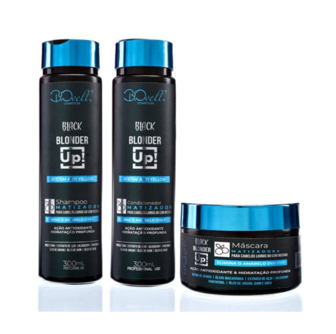 BioWell Hair Care Blonder Up Black Blond Hair Color Maintenance Tinting Kit 3 Itens - BioWell