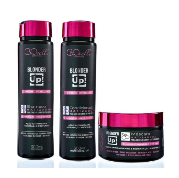 BioWell Hair Care Kits Blonder Up Violet Blond Hair Color Maintenance Treatment Kit 3 Itens - BioWell