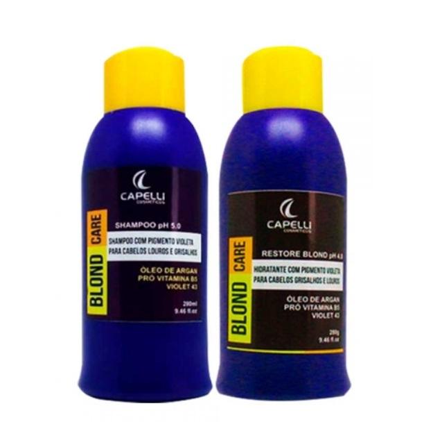 Capelli Home Care Blond Care Argan Pro Vitamin B5 Violet 43 Daily Maintenance Kit 2x280 - Capelli