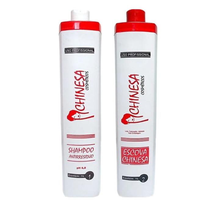 Chinesa Cosmetics Brazilian Keratin Treatment Chinese Progressive Volume Reducer Strenghtening Kit 2x1L - Chinesa Cosmetics