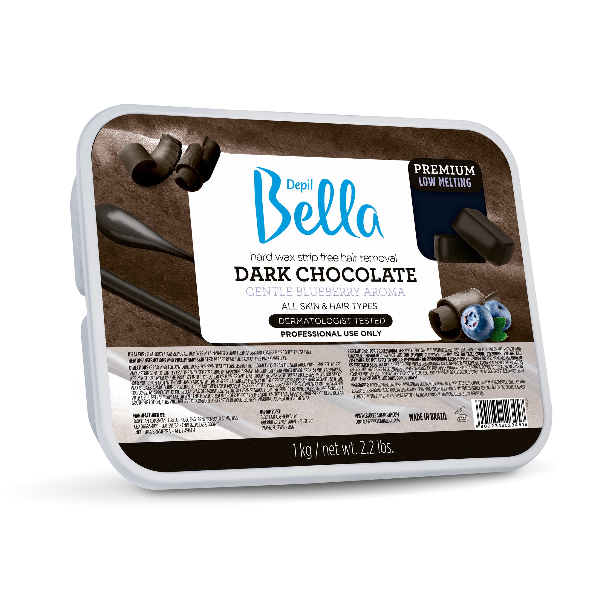 Depil Bella Hair Removal Wax Depil Bella Elastic Hard Wax Hair Removal Dark Chocolate Blueberry 2.2 Lbs