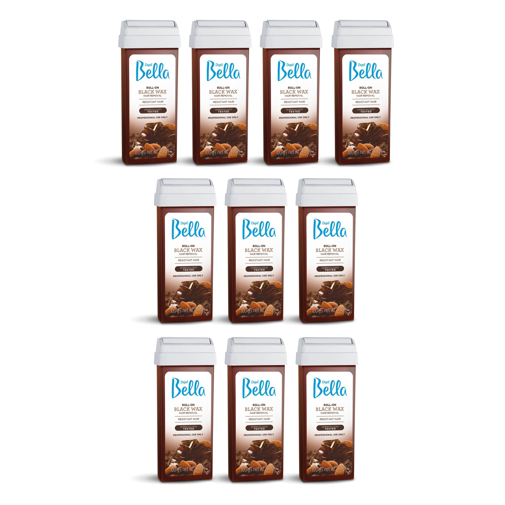 Depil Bella Hair Removal Wax Depil Bella Roll on Black Wax Hair Removal Cartridges 3.52 Oz (10 Units )