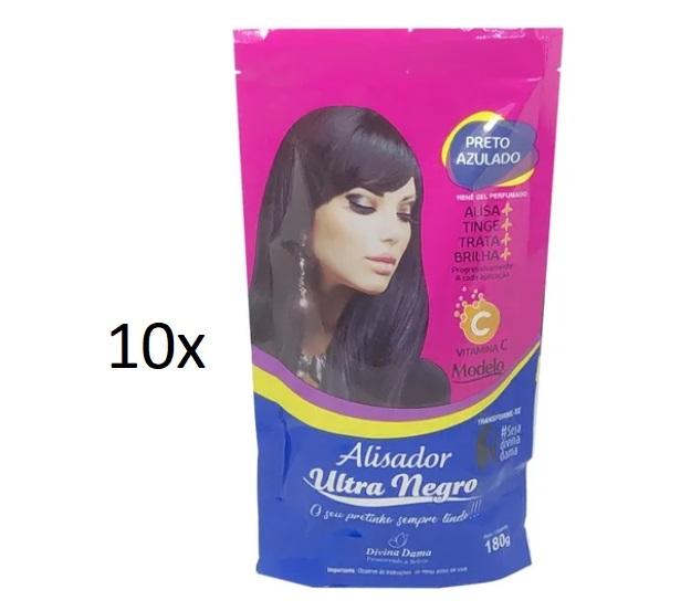 Divina Dama Brazilian Keratin Treatment Lot of 10 Ultra Dark Straightening Blue Bluish Black Henna 180g - Divina Dama