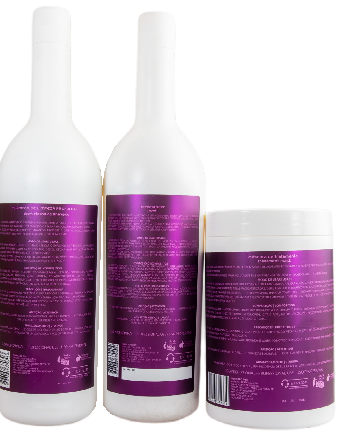 Eternity Liss Brazilian Keratin Treatment Acai Brazilian Shine Treatment Kit 3x1L - Eternity Liss