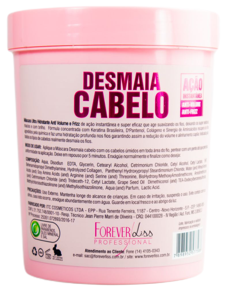 Forever Liss Brazilian Hair Treatment Desmaia Cabelo Anti Frizz and Professional Volume Mask 950g - Forever Liss