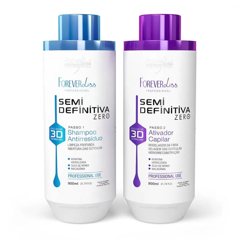 Forever Liss Brazilian Keratin Treatment Semi Permanent Brush Treatment Power 3D System 2x1L - Forever Liss