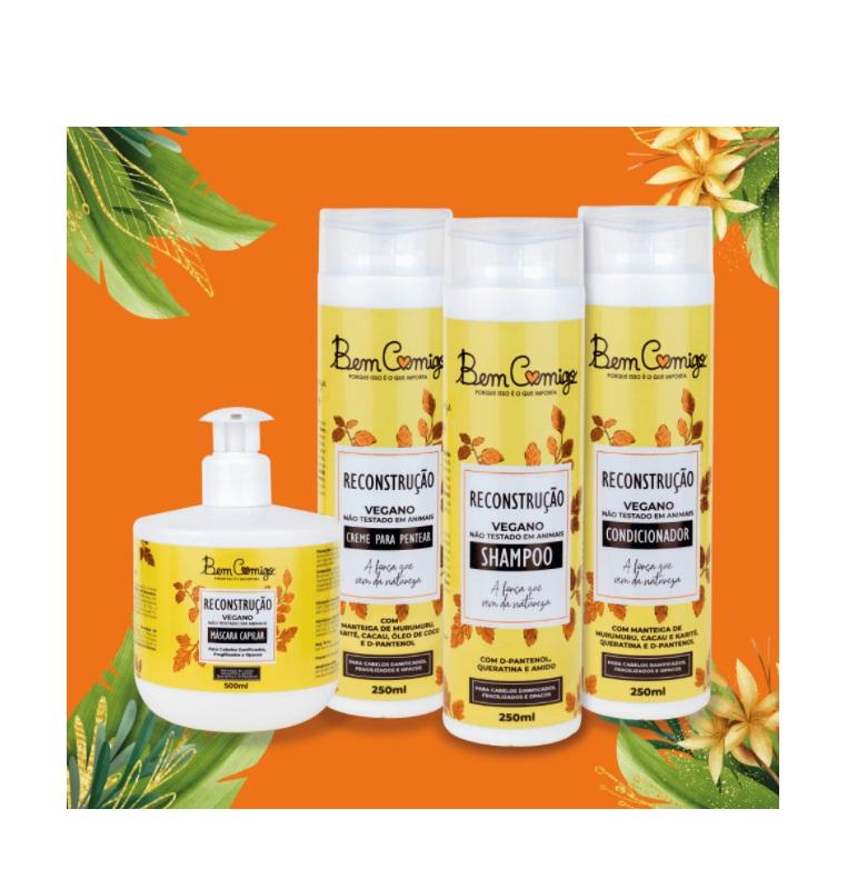 Kamaleão Color Hair Care Kits Bem Comigo Vegan Reconstruction Hair Treatment Kit 4 Itens - Kamaleão Color