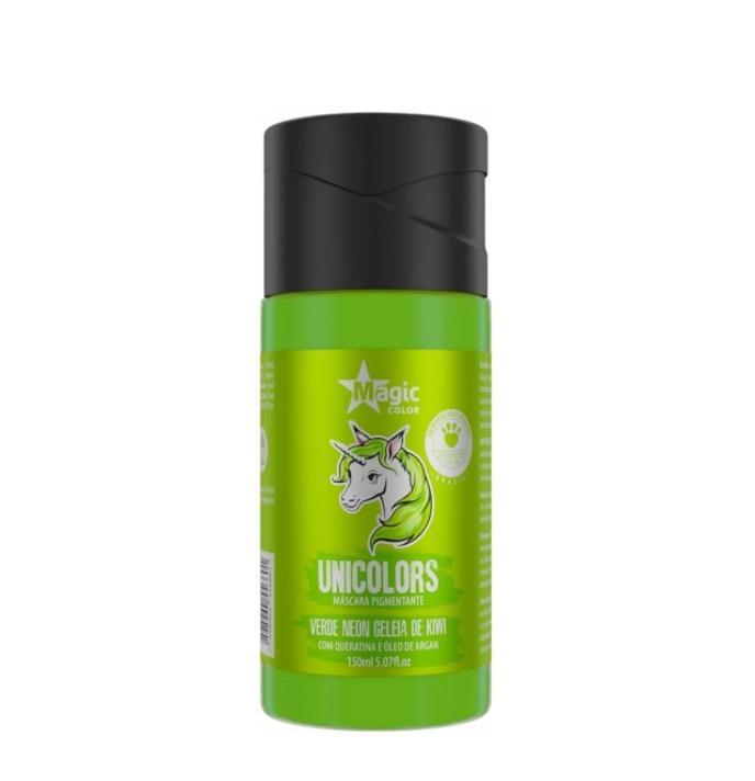 Magic Color Brazilian Keratin Treatment Unicolors Green Neon Geléia de Kiwi Toning Pigmenting Mask 150ml - Magic Color