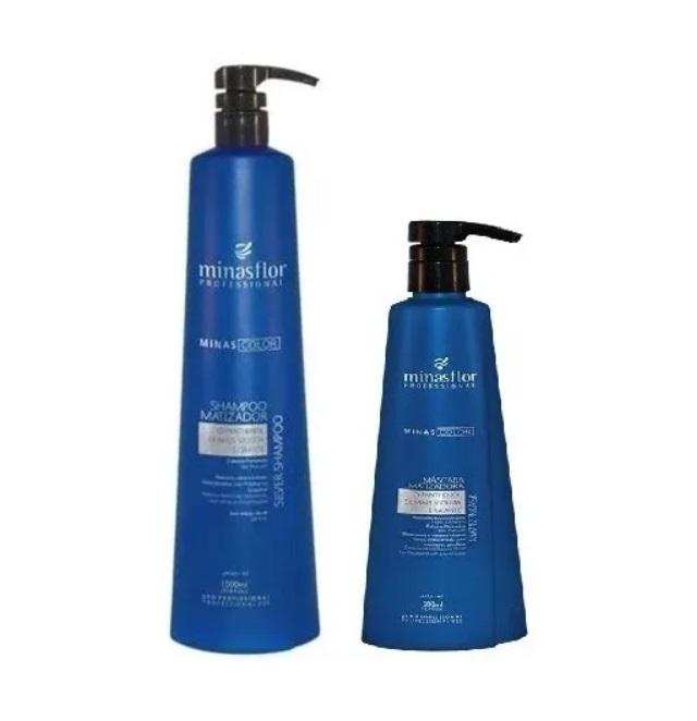Minas Flor Home Care Blondine Tinting Blond Gray Color Maintenance Treatment Kit 2 Itens - Minasflor