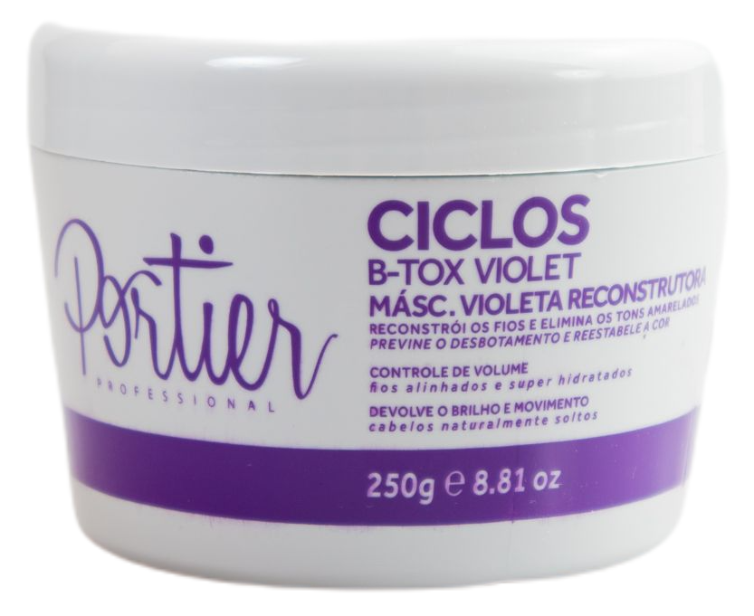 Portier Brazilian Hair Treatment Ciclos B-Tox Volume Control Violet Shine Malleabillity Mask 250g - Portier