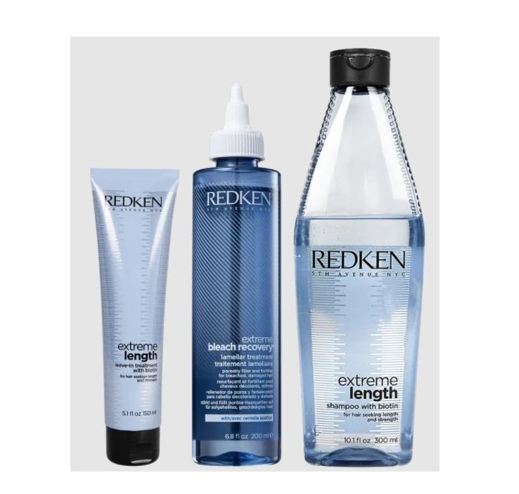 Redken Brazilian Keratin Treatment Blond Damaged Fine Hair Extreme Length Bleach Recovery Kit 3 Itens - Redken