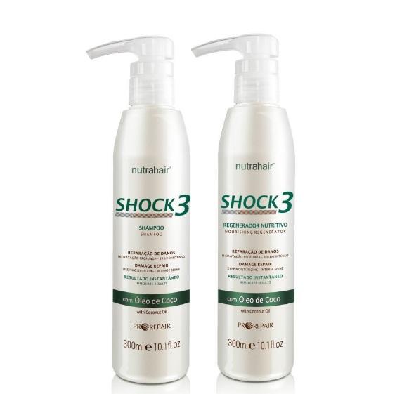 Moisturizing Damaged Repair Instant Result Shock3 Coconut 2x300ml - NutraHair