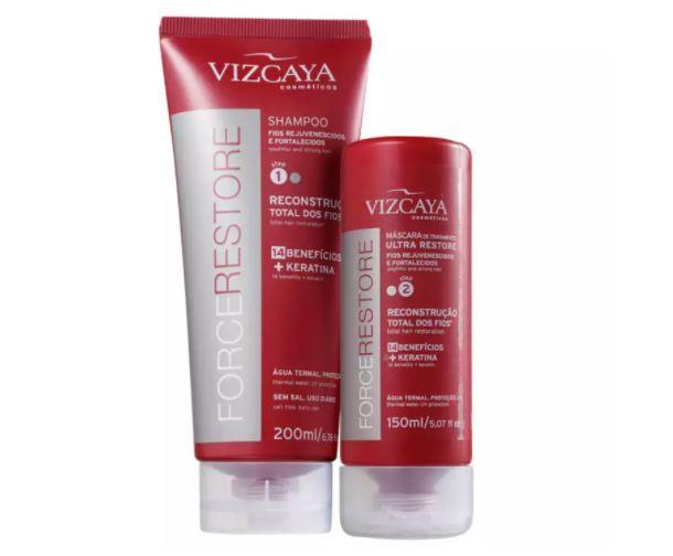 Vizcaya Brazilian Keratin Treatment Force Restore 14 Benefits Keratin Collagen Thermal Water Kit 2 Products - Vizcaya