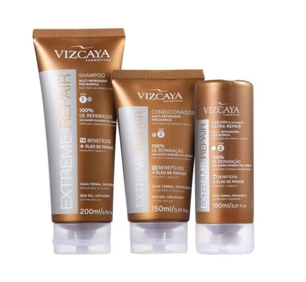 Vizcaya Brazilian Keratin Treatment Multi Extreme Repair Post Chemistry Thermal Water Patua Oil Kit 3 Prod. - Vizcaya