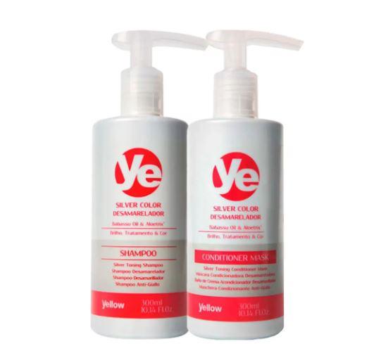 Yellow Brazilian Keratin Treatment Silver Color Blond White Gray Treatment Aloetrix Babaçu Oil Kit 2x300 - Yellow